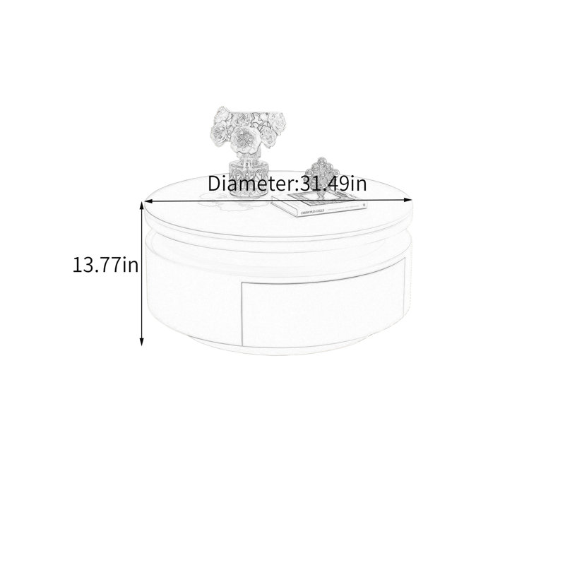 Cabe, 13.77" H x 31.49" W x 31.49" D, White Top/Black Base, Flat