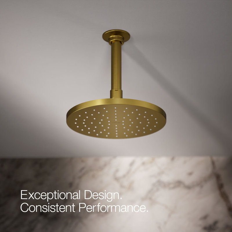 Contemporary Rain Shower Head, Vibrant Brushed Moderne Brass, Round , 2.5 GPM