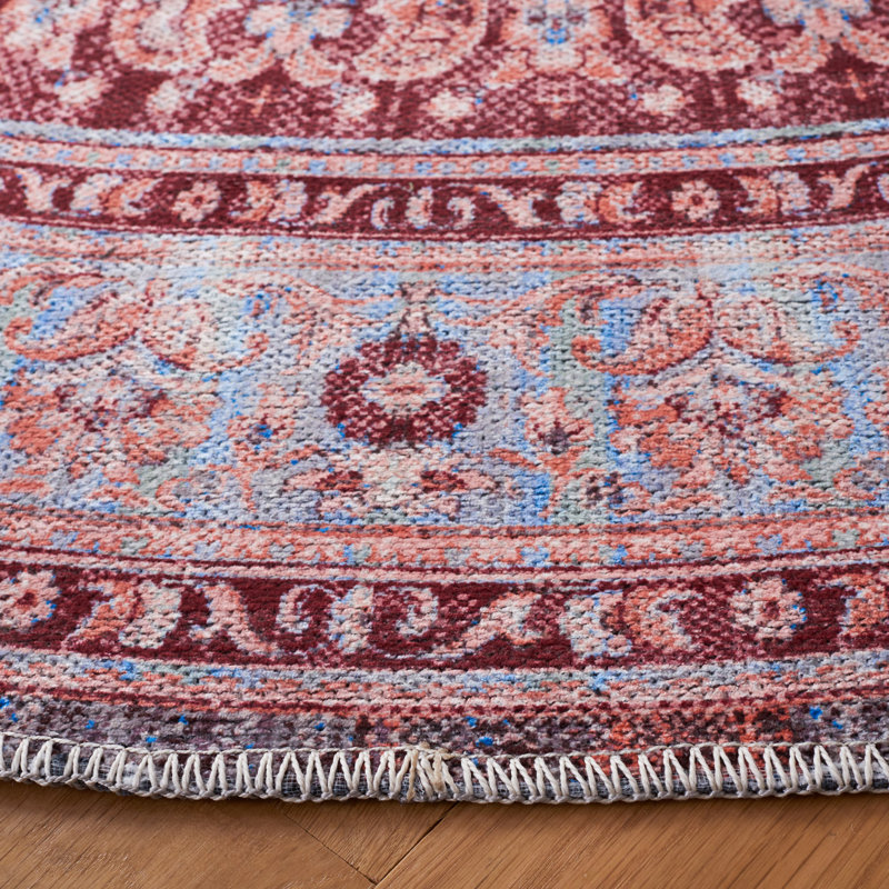 Hallel Performance Machine Washable Oriental Rug, Square 6'7"