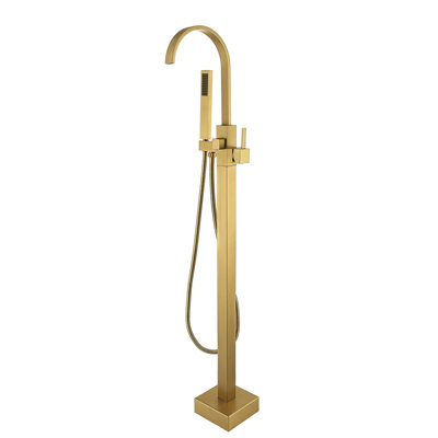 Robinet de baignoire autoportant avec douche à main - Métal, unité en métal brossé moderne moderne
