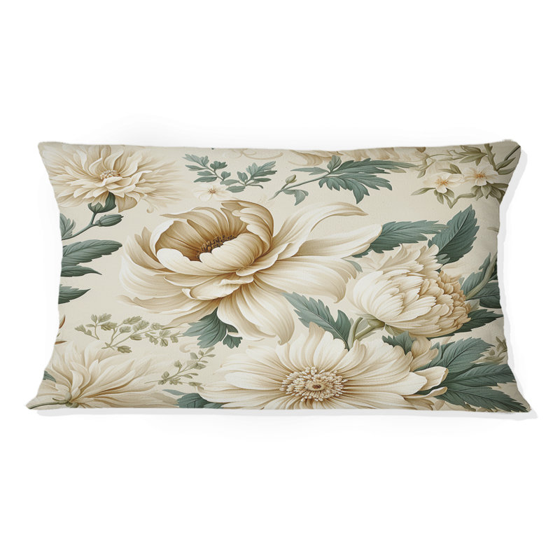 Coussin à imprimé floral beige antique antique