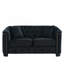 Canapé Chesterfield moderne en velours, dossier capitonné, accoudoirs cloutés et 2 coussins.-1763057933-1763057935