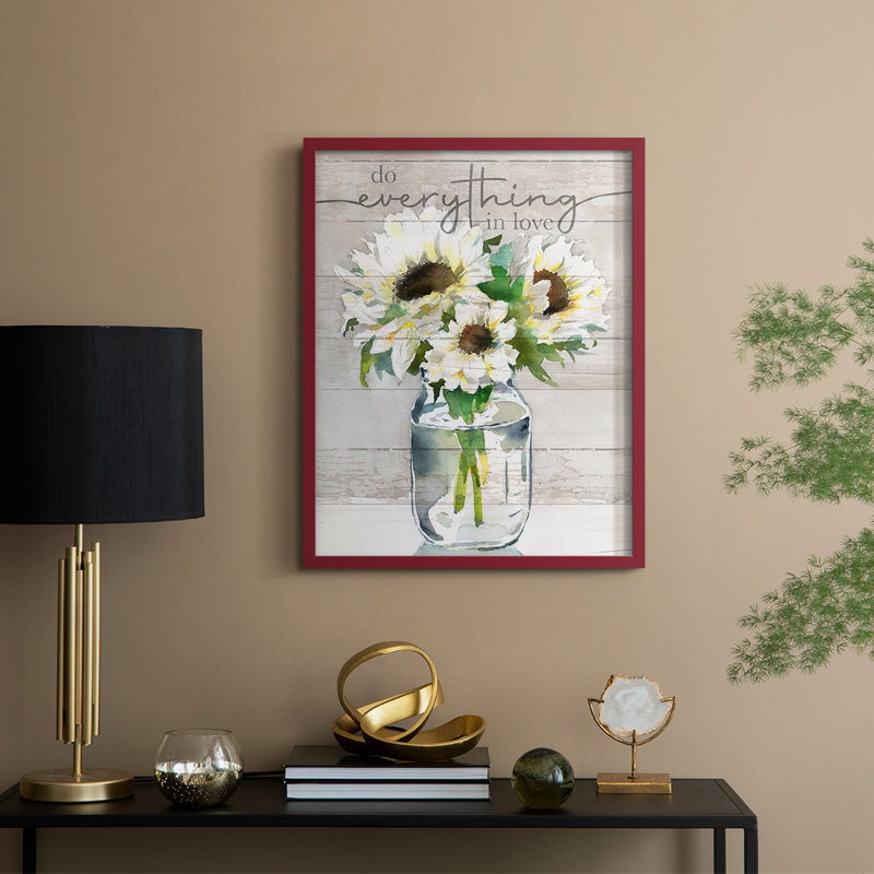 Do Everything In Love Framed Print - Solid Wood, 21" H x 17" W, Red