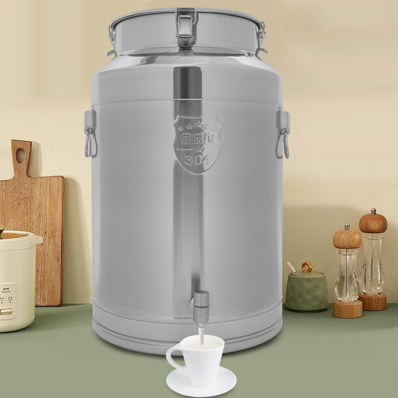 Stainless Steel Milk Jug Sealed Bucket Beverage Dispenser