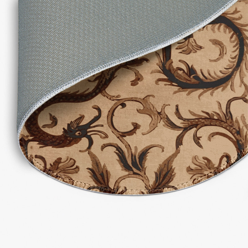 Tapis beige français d'intérieur et d'extérieur, Rond 5 pi