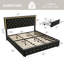 LED Bed Frame with 4 Storage Drawers, Adjustable Height Upholstered Headboard Beds-157316168-157316170
