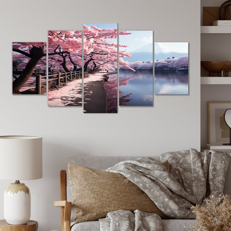 «Cherry Blossum», mont Fuji, reflet du Japon III - montagnes, art mural sur toile