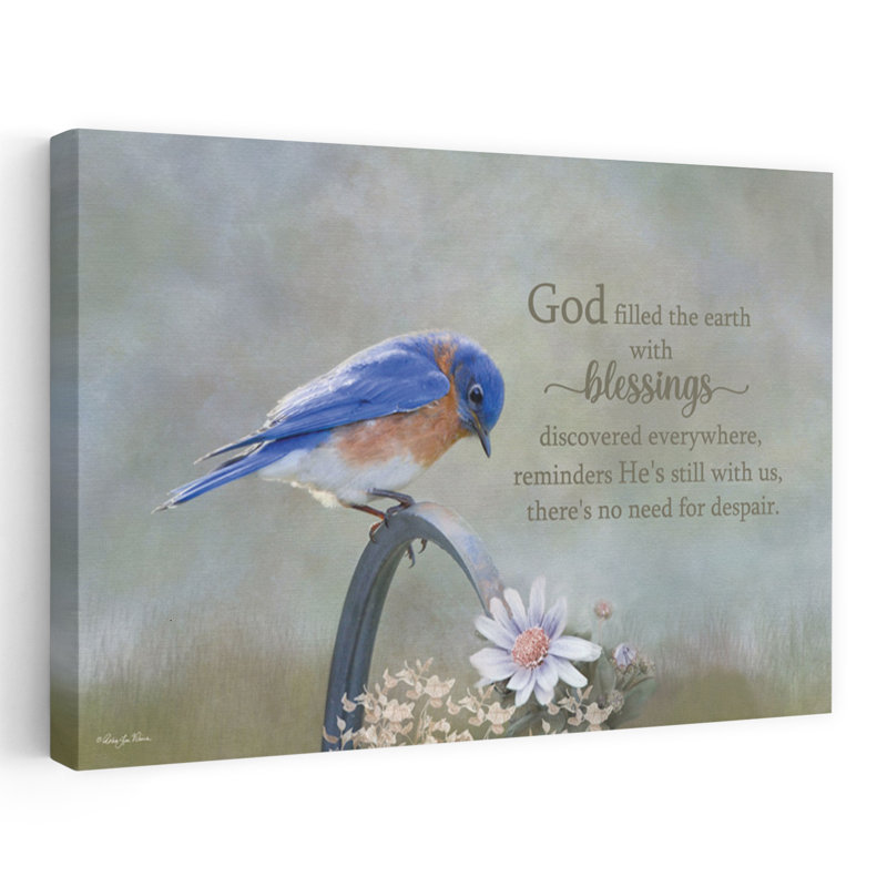 «Blessings Contemporary Bird Flower Art», H 16 po x l 24 po