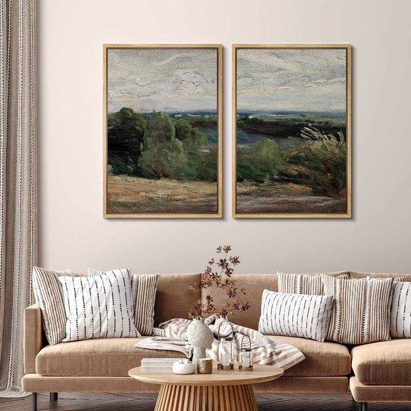 «Rolling Hills At Dusk Scenic», 2 pièces sur toile, Naturel, H 24 po x l 32 po