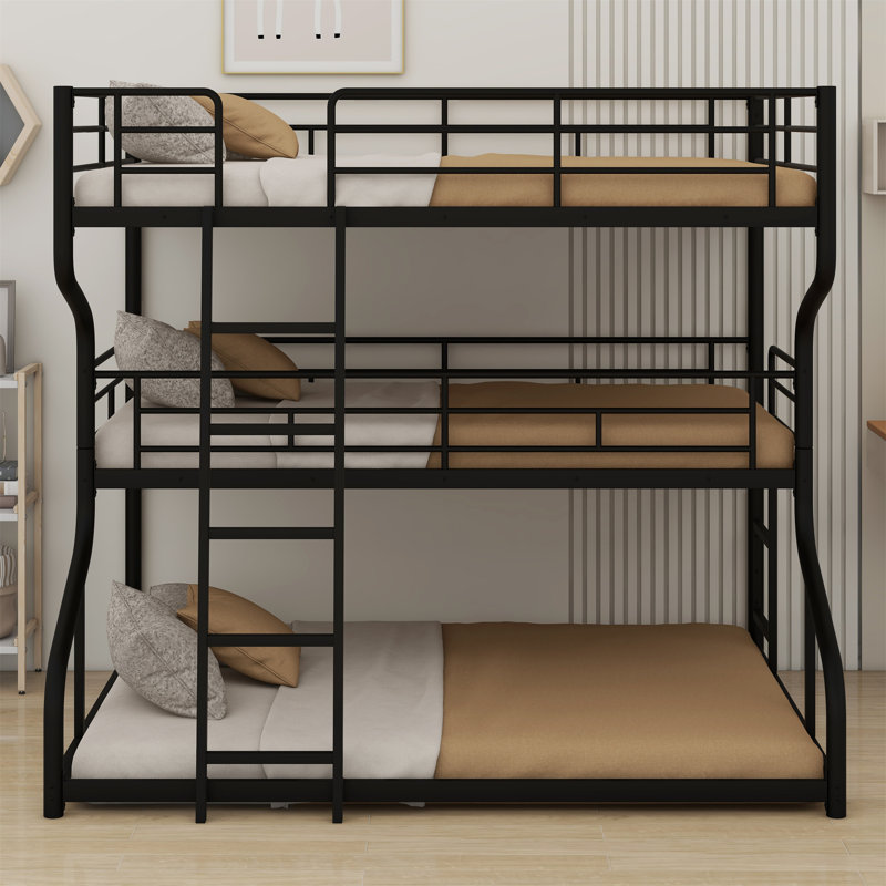 Algertha Bunk Bed with Built-In Ladder, Black