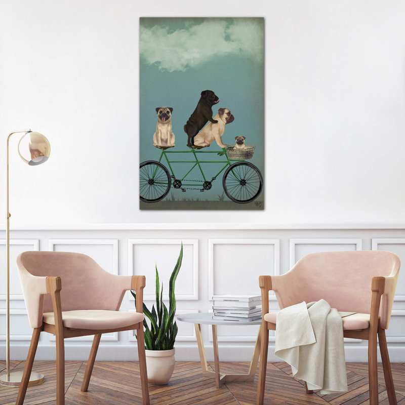 Pug Tandem by Pug Tandem - Print on Canvas, No Frame, 30.48 cm H x 45.72 cm W