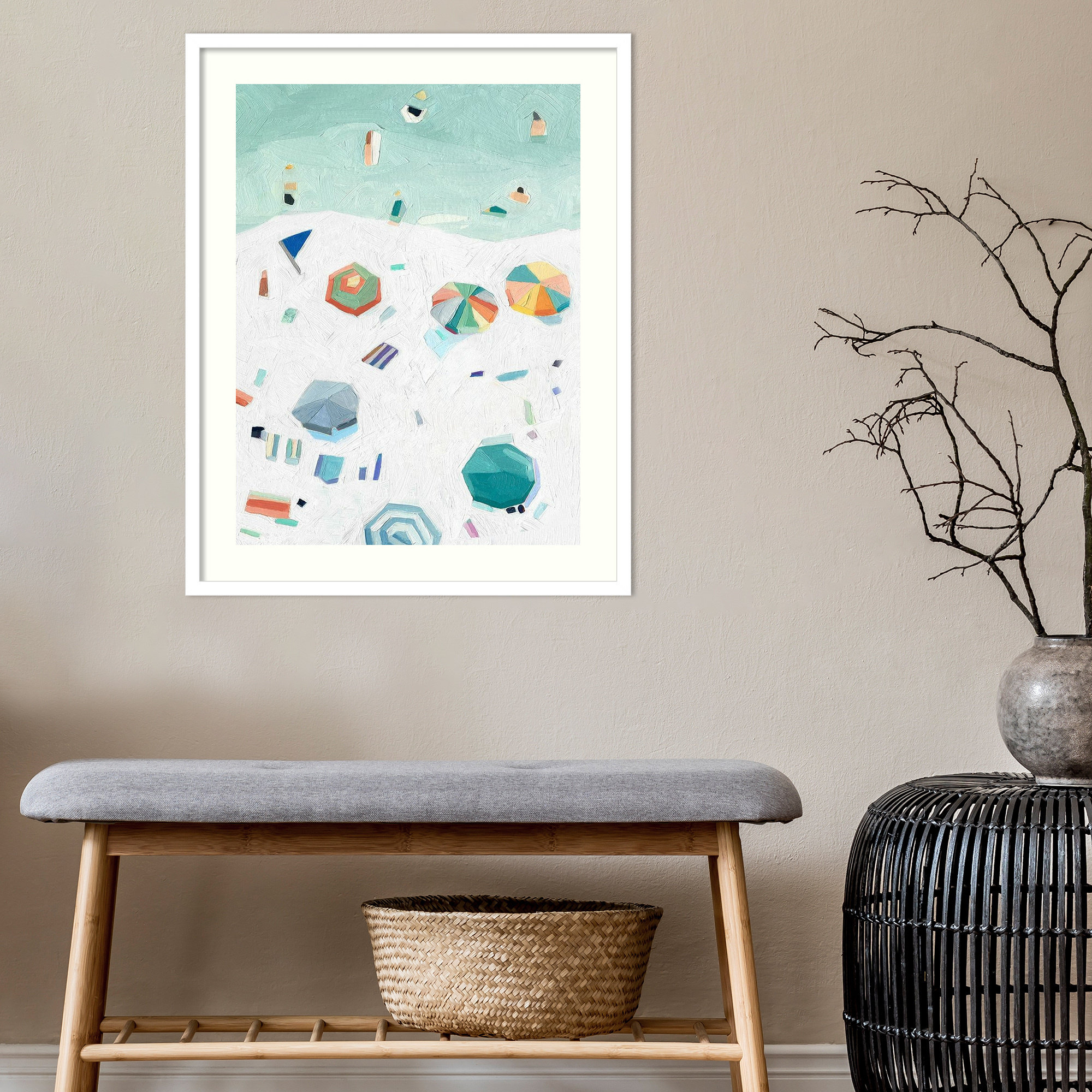 Beach Vista II by Emma Scarvey, 21" H x 17" W, White Framed Paper
