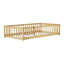 Lit simple au sol avec clôture et porte - Lit simple au sol en bois d'hévéa avec barrières de sécurité, naturel-1452961098-1452961097