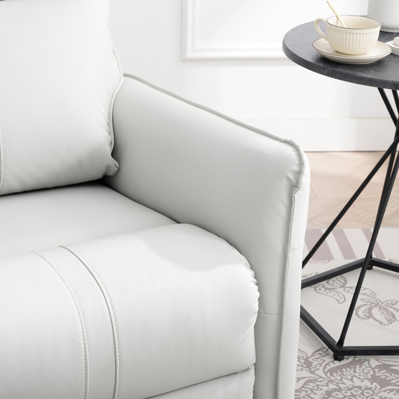 Tyvan Faux Leather Recliner, White, Manual