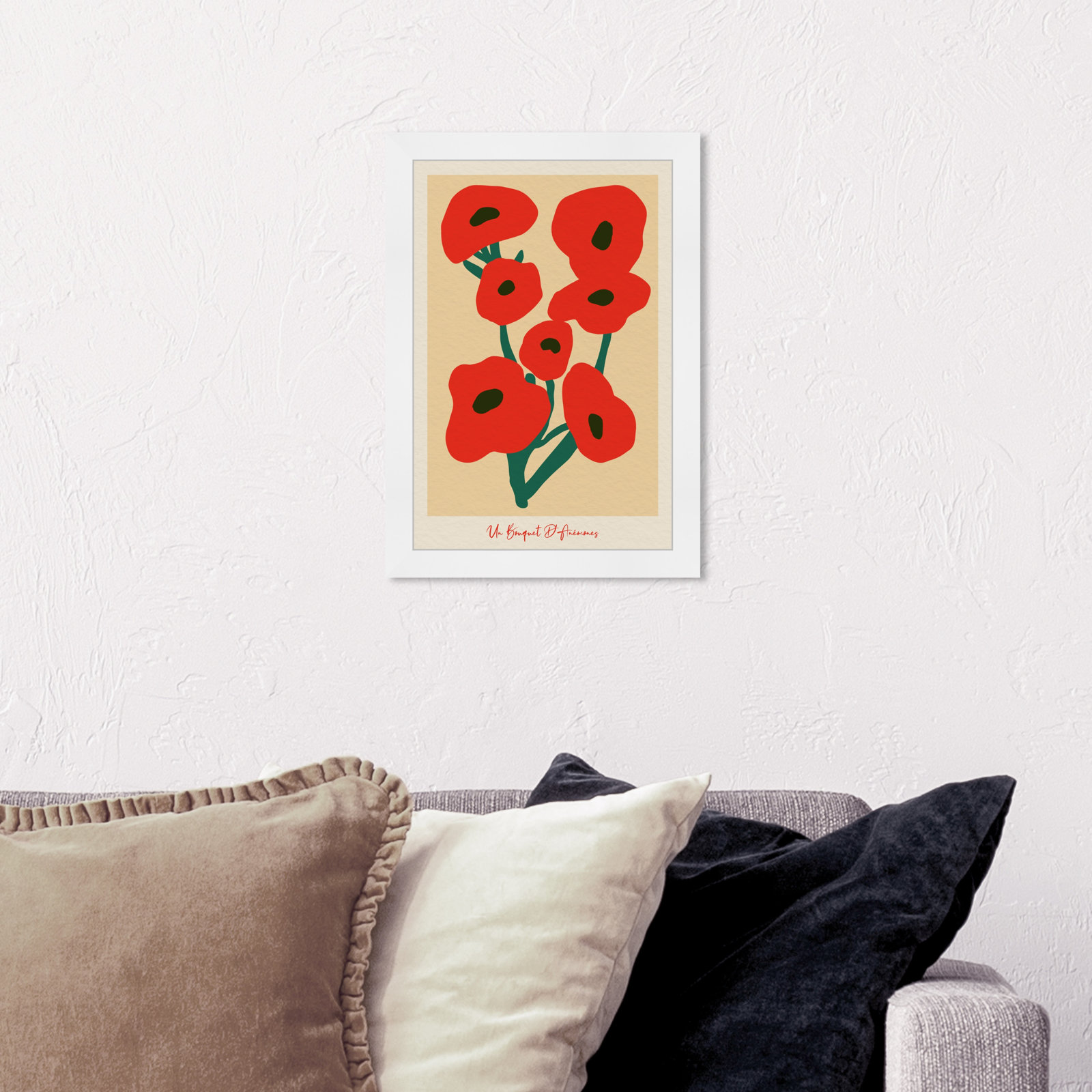 Modern Red Flower Bouquet by Oliver Gal, 17" H x 12" W, White