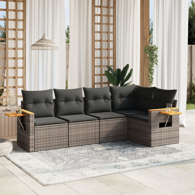  Ensemble de canapé de jardin gris, gris foncé