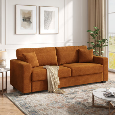 87” Chenille Fabric 2-seater Sofa, Comfy Deep Seat Sofa, Modern Large Loveseat Couch With Wide Armrest& Pillows, Wood Frame Home Sofa Couch For Living Room Apartment