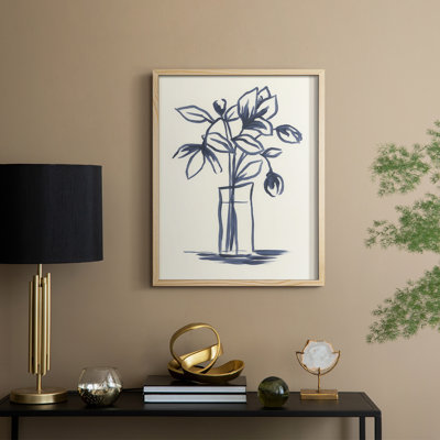 Indigo Bud Vase II Framed Print - Solid Wood
