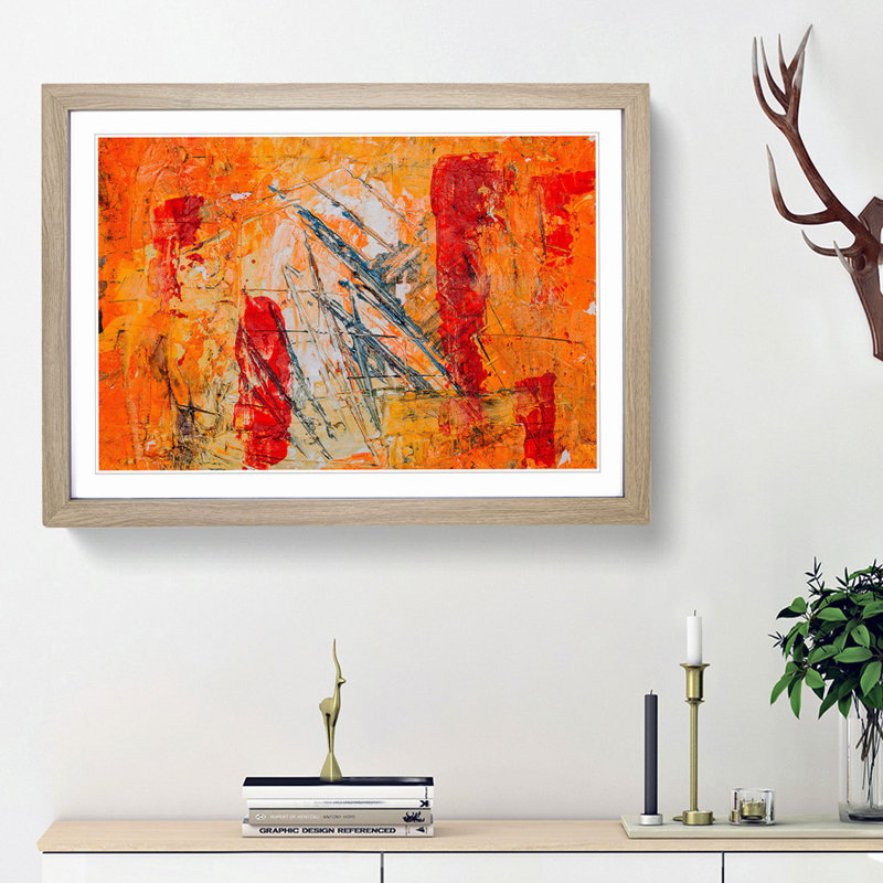 Abstract Art Painting Vol.297 by S.Johnson - Picture Frame Painting Print, 62cm H x 87cm W x 2cm D, Oak Framed