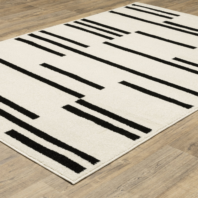 Tapis beige / noir Colesen Staggered Stripes, Rectangle 5 pi 3 po x 7 pi