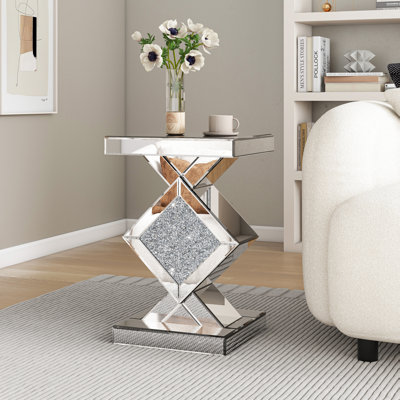 Pedestal Glass End Table