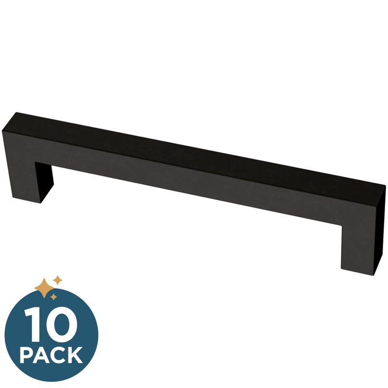 Matte Black Modern Rectangular Handle Drawer Pulls, 5-1/16"