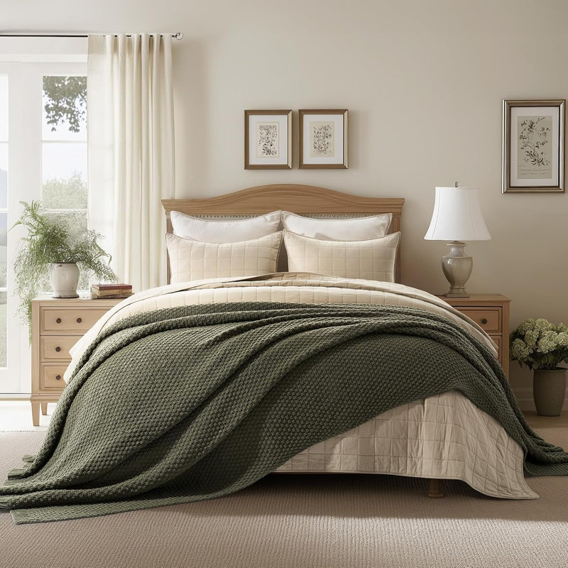 Jeté Chunky, L 108 po x l 92 po, Vert olive