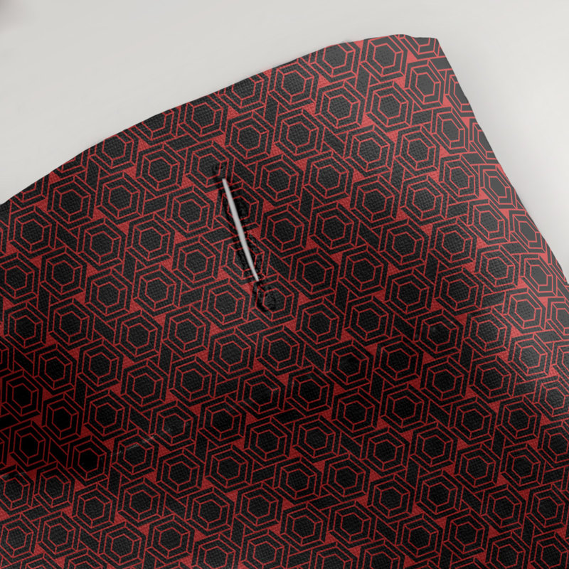 Rideau de douche simple hexagonal classique, Rouge / Noir, Classic Hexagonal