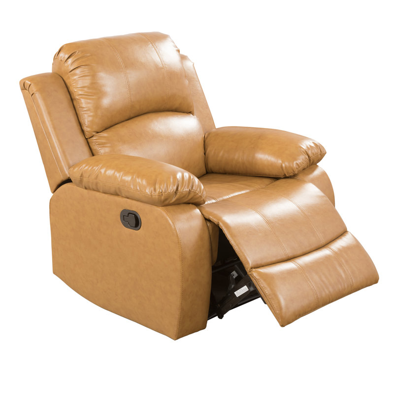 Ahart Vegan Leather Recliner, Ginger Faux Leather