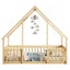 Lit double en bois en forme de maison avec clôture, garde-corps, naturel-1701617716-1701617719