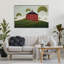 Art mural rond en forme de grange rouge dans les pâturages, design par Warren Kimble-681169175