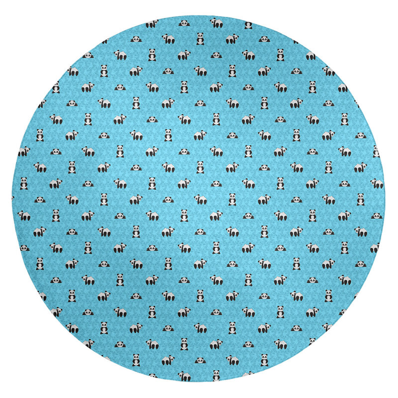 Tapis bleu de la salle panda, Rond 5 pi