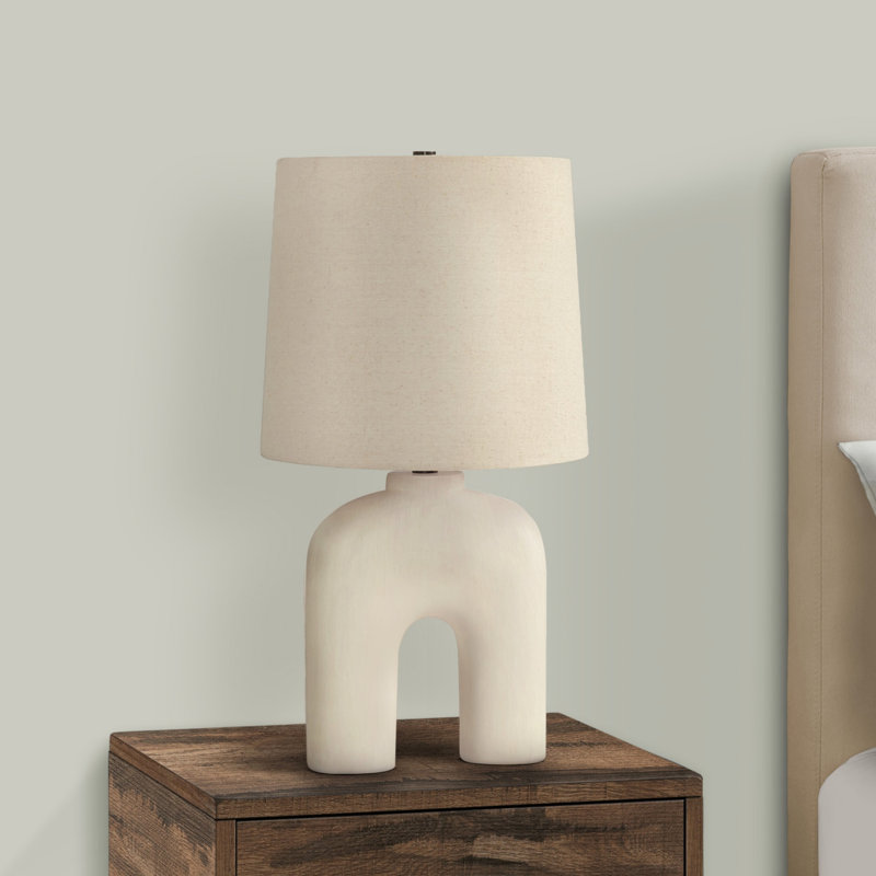 H 25 po, lampe de table, résine crème, abat-jour beige Design Design distinctif en forme d'arche