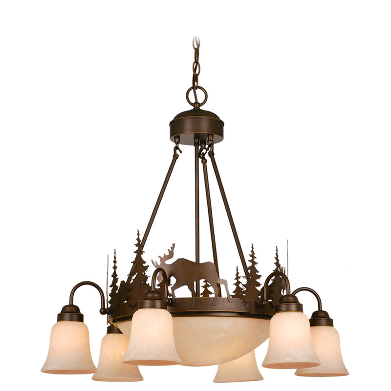 Kynslea 9 - Light Steel Dimmable Classic / Traditional Chandelier, Moose