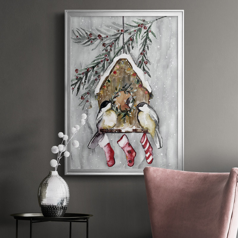 «Winter Birds», reproduction encadrée de qualité supérieure - prête à être accrochée, Argent, H 30,5 po x l 22,5 po x P 1 po