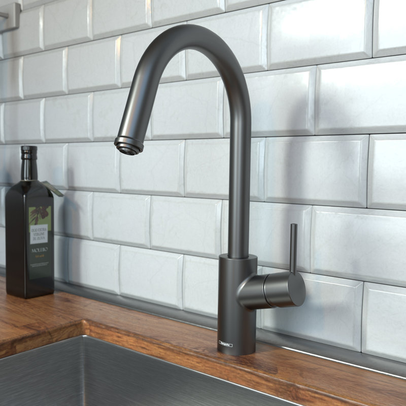 Robinet de cuisine à poignée simple Talis S² avec poignée et conduites d'alimentation, Chrome poli noir