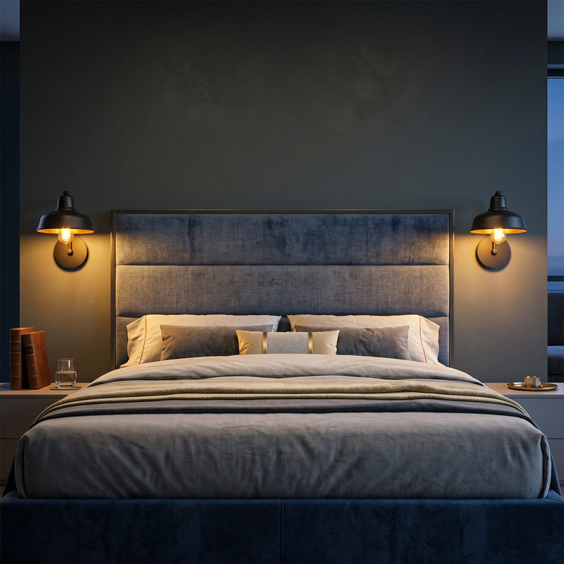 Industrial Farmhouse Matte Black Wall Sconce with Gold Interior Accents