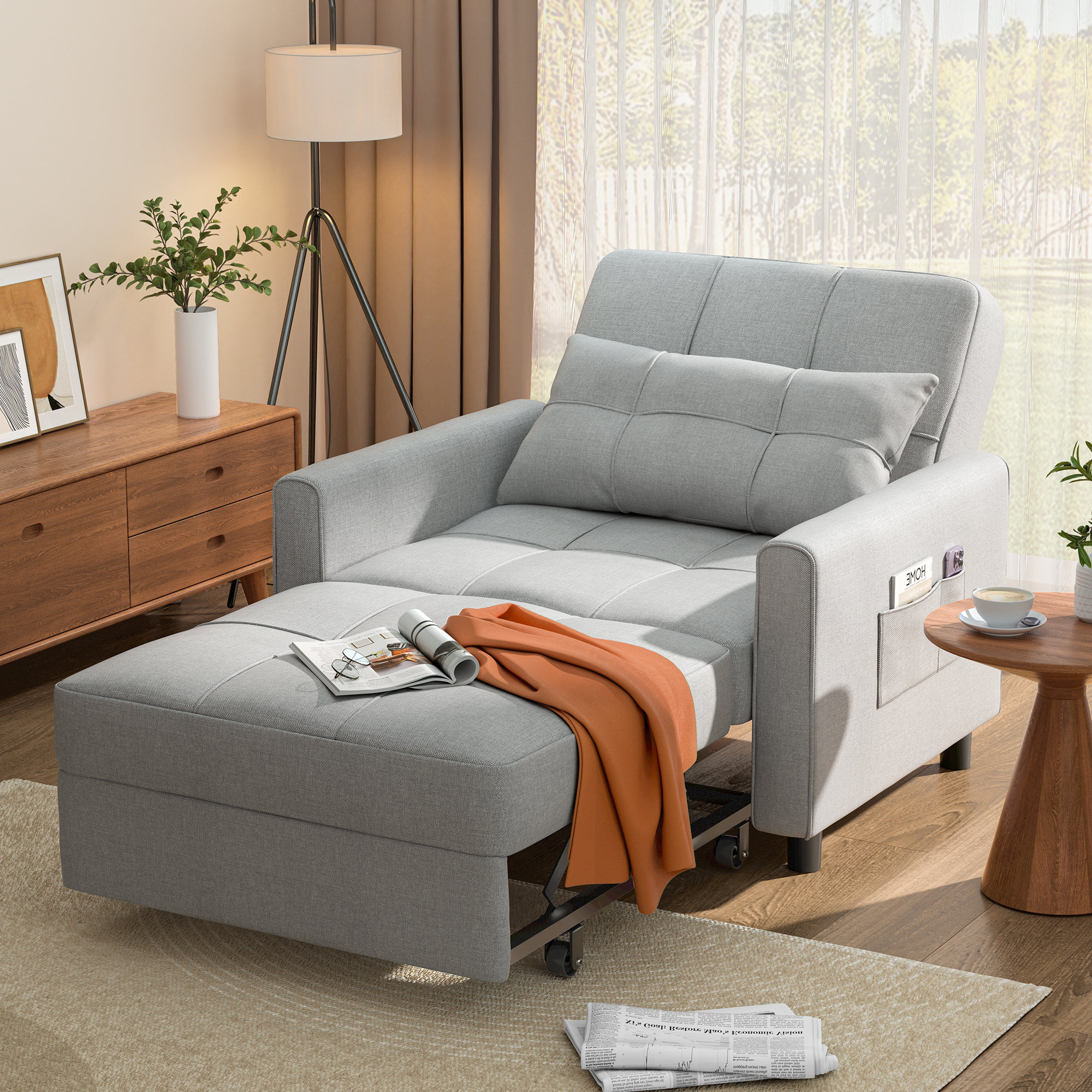 Latitude Run® 3-in-1 Adjustable Upholstered Sleeper Sofa Bed ...