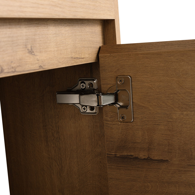 Meuble-lavabo suspendu avec portes à fermeture amortie, lavabo de 40 cm et étagère de rangement, design flottant pour salles de bain compactes, lavabo en céramique durable, style moderne et épuré, idéal pour les petits espaces.
