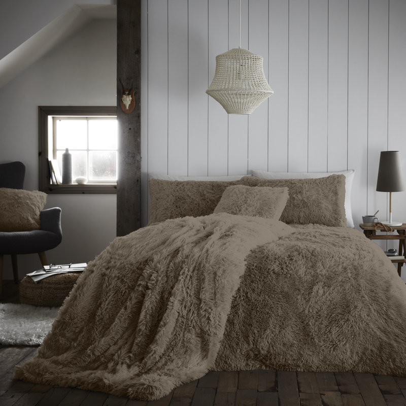 Solid Colour Duvet Cover Set with Pillowcases, Mink, Kingsize - 2 Standard Pillowcases