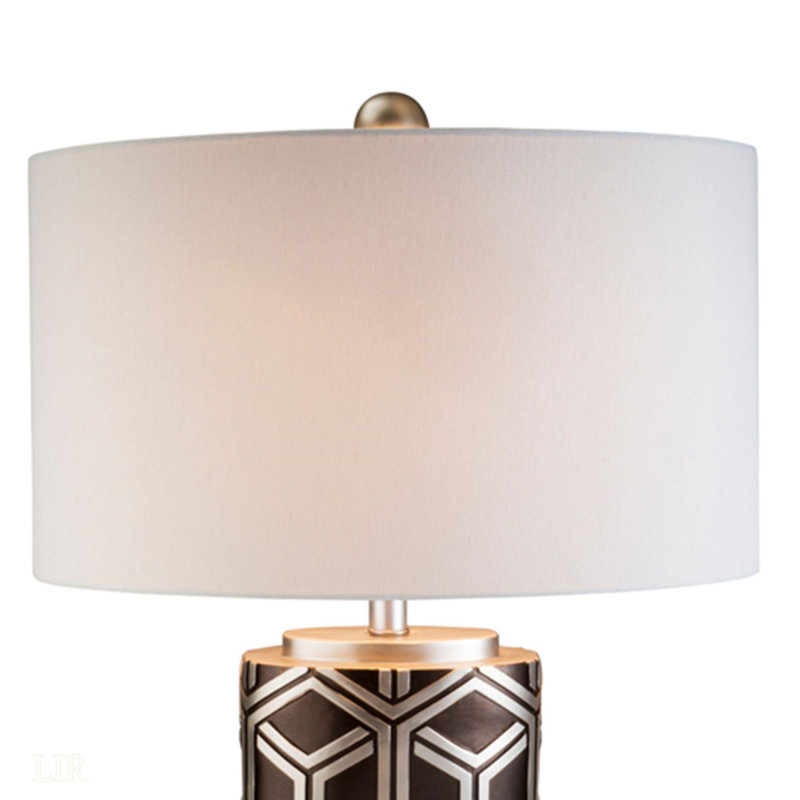 Lampe de table haute en polyrésine 29,5 po, conception tissage argent châtaignier, lampe de table