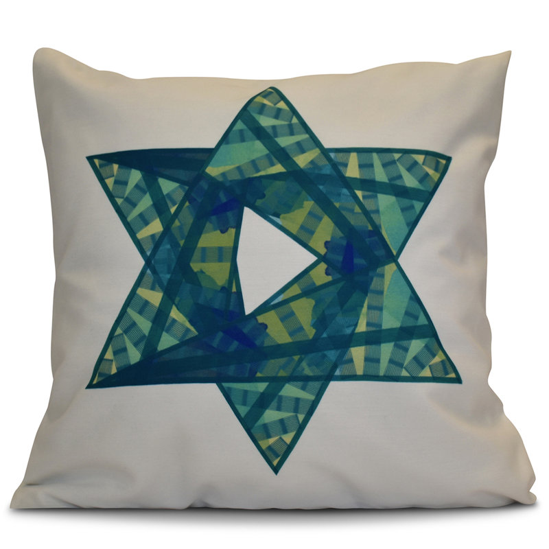 Housse et insert de coussin carré d'extérieur Hanoukka Hanoukka 2016, H 18 po x l 18 po x P 2 po, Bleu sarcelle