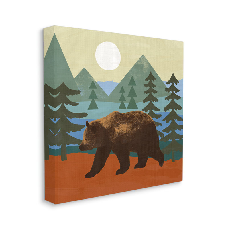 «Brown Bear Nature Woodlands Sunshine Camp» par Victoria Barnes - impression, H 17 po x l 17 po x P 1,5 po, Toile tendue