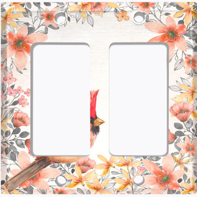 Plaque murale berçante rouge à 2 bandes avec fleurs de magnolia et orange