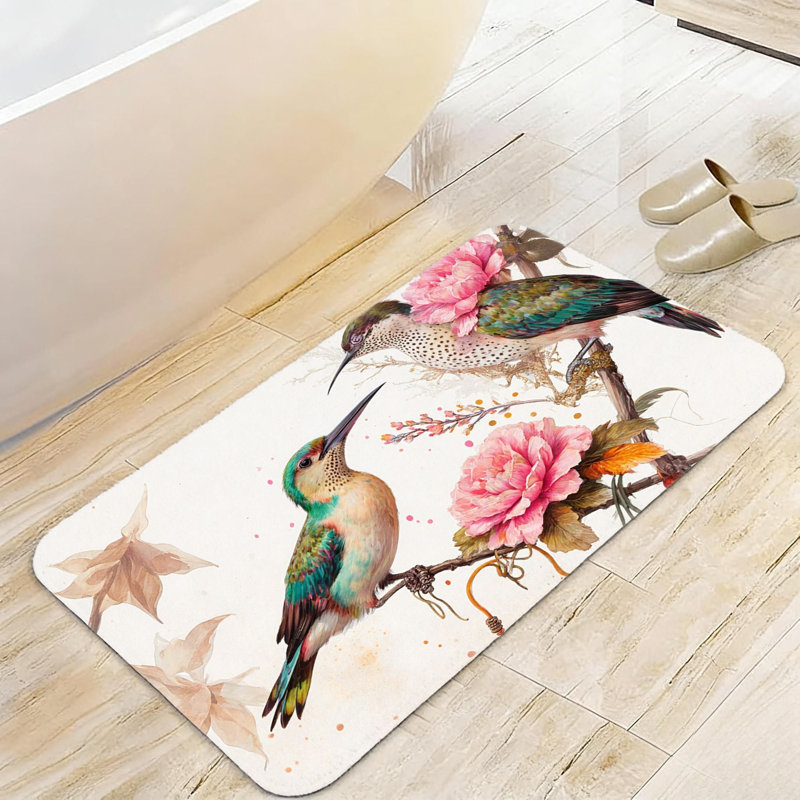 Multicolore tapis de bain aquarelle Hummingbird 20 x 32 pouces pour salle de bain