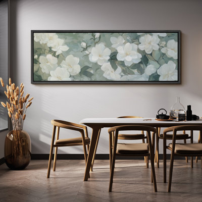 Magnolia Flowers Bedroom Artwork, Green Floral Wall Pictures, Giclee Canvas Digital Print Extra Large Framed Wall Art