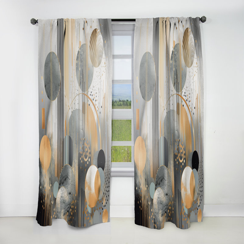 Laisha - Abstract Shapes And Lines II - Modern Curtain - Velvet Room Darkening - 1 panel, 52" W x 108" L
