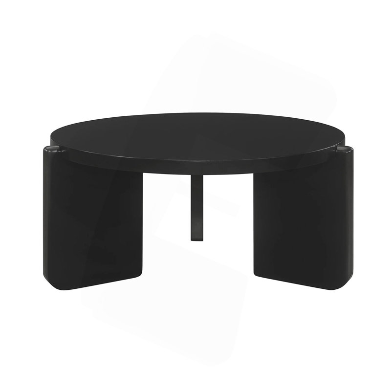 Table basse ronde en bois, noire