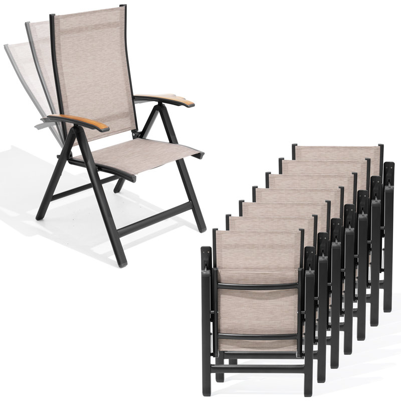 Fauteuil pliant d'extérieur réglable en aluminium, 8 Chairs, Noir