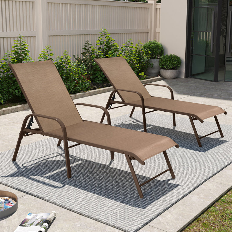 Ensemble de chaises longues inclinables 60,6 po Poultney, Brun / brun